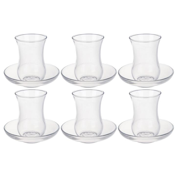 استکان نعلبکی پاشاباغچه سری آسکادار کد 97177 بسته 6 عددی Pasabahce Uskudar 97177 Tea Glass and Saucer Glass Pack of 6